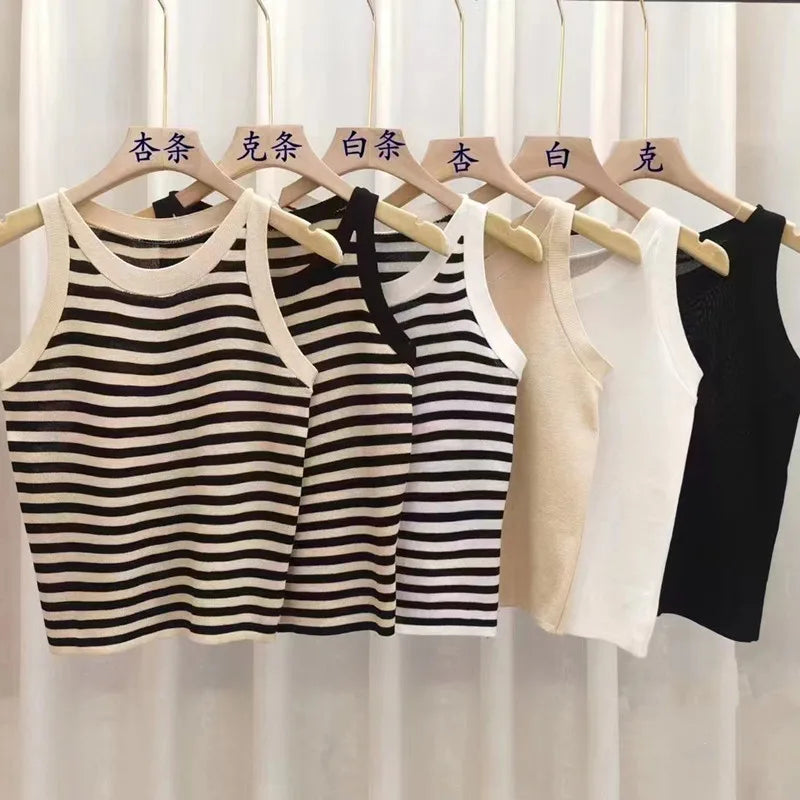 Women's Ribbed Crew Neck Tank Taboga Lifestyle, worn by model
