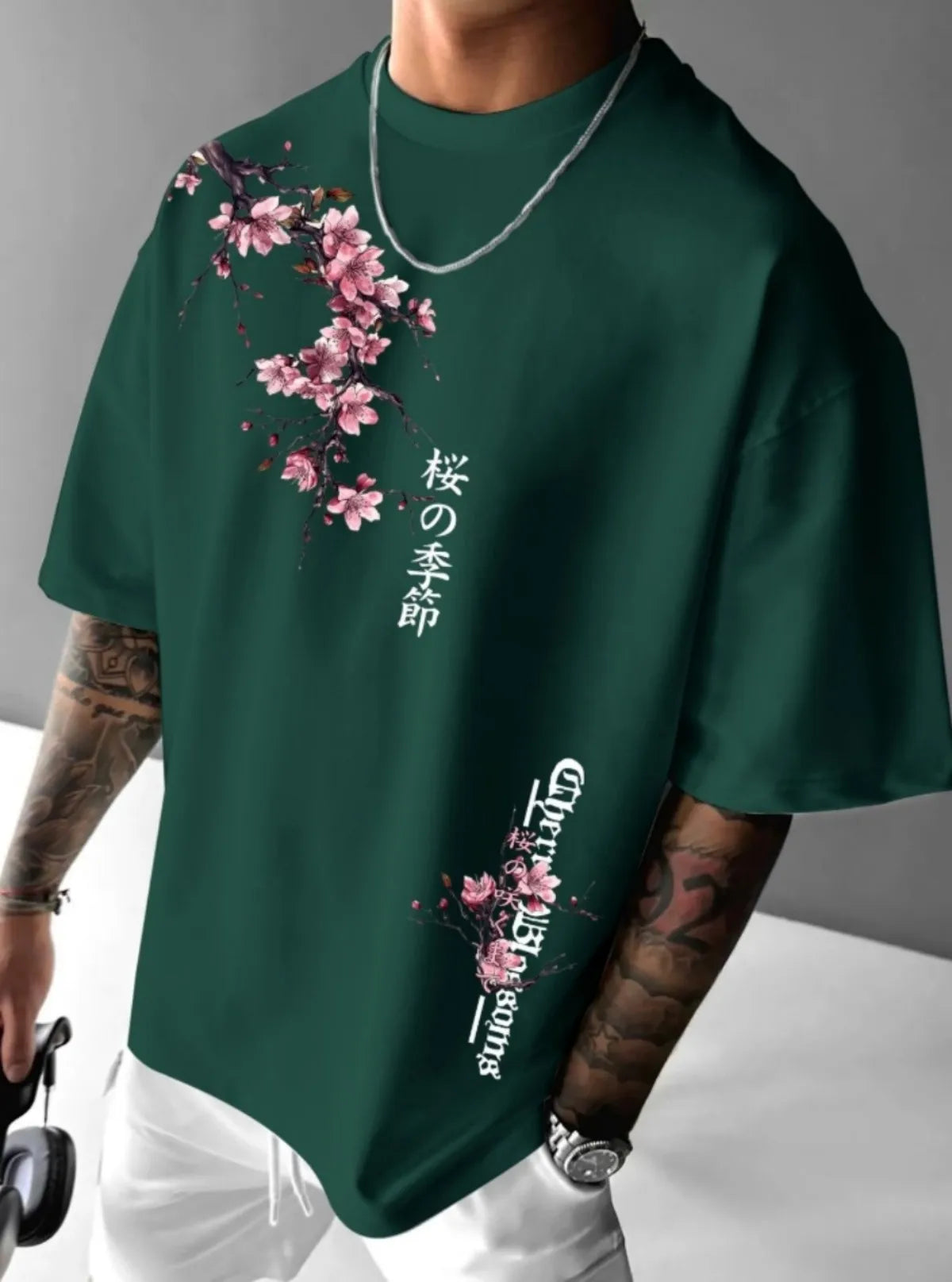 Cherry Blossom Print Tee Taboga Lifestyle, fabric texture