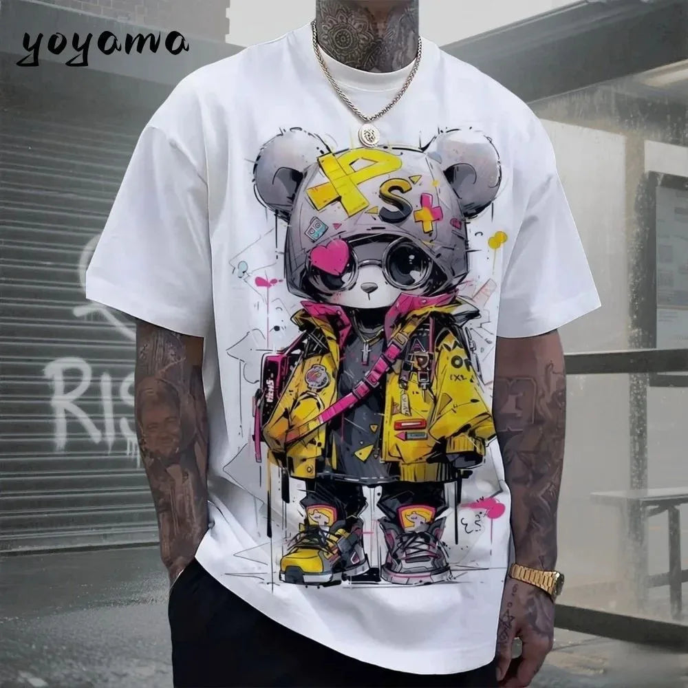 Teddy Bear Print Tee Taboga Lifestyle, worn by model