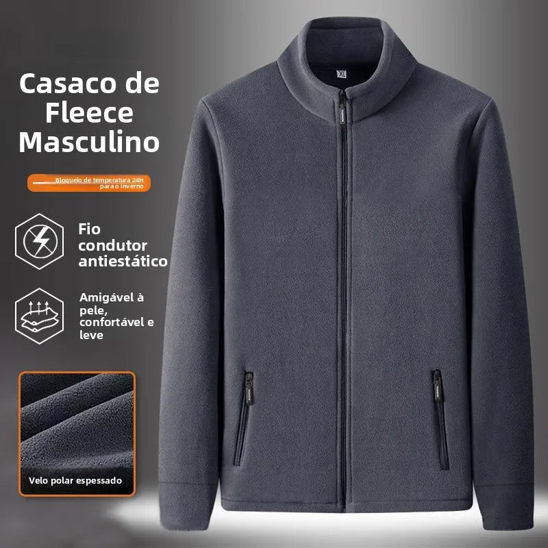 Men's Fleece High-Collar Jacket Taboga Lifestyle, black color