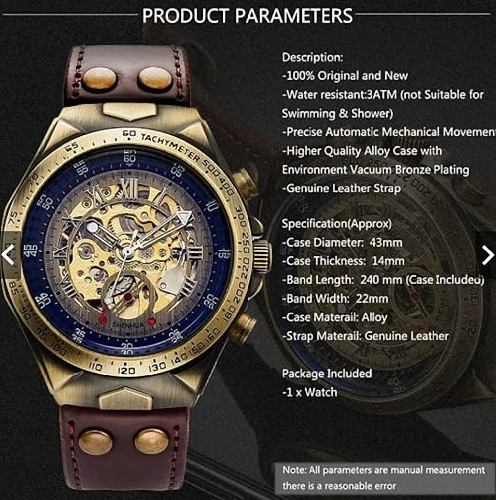 Retro Mechanical Automatic Men's Watch Taboga Lifestyle, close-up mechanism