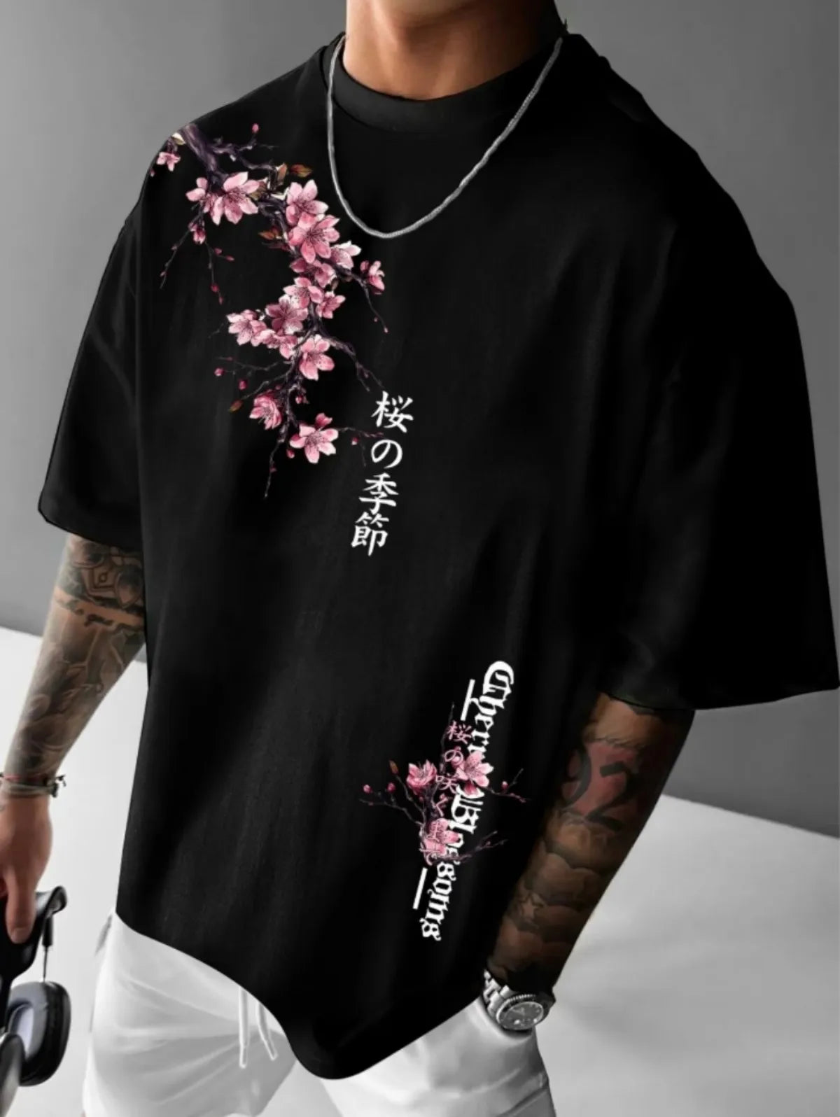 Cherry Blossom Print Tee Taboga Lifestyle, floral graphic design