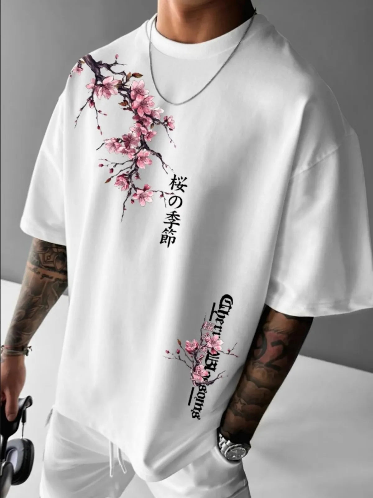 Cherry Blossom Print Tee Taboga Lifestyle, print detail close-up