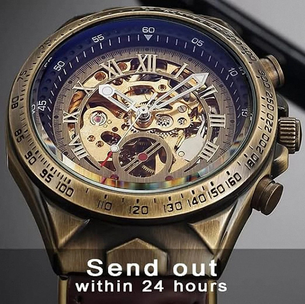 Retro Mechanical Automatic Men's Watch Taboga Lifestyle, luminous hands