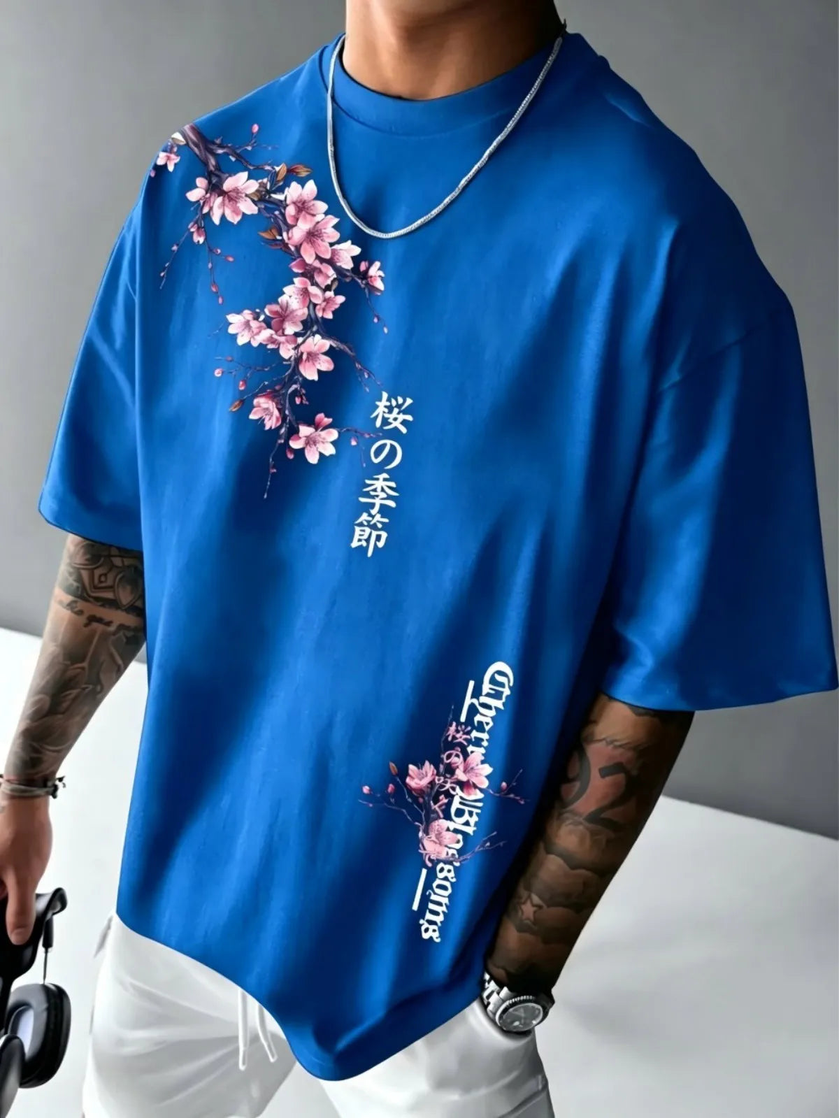 Cherry Blossom Print Tee Taboga Lifestyle, side view