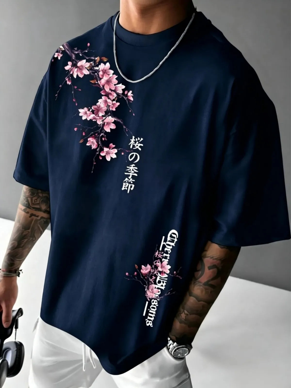 Cherry Blossom Print Tee Taboga Lifestyle, lifestyle photo