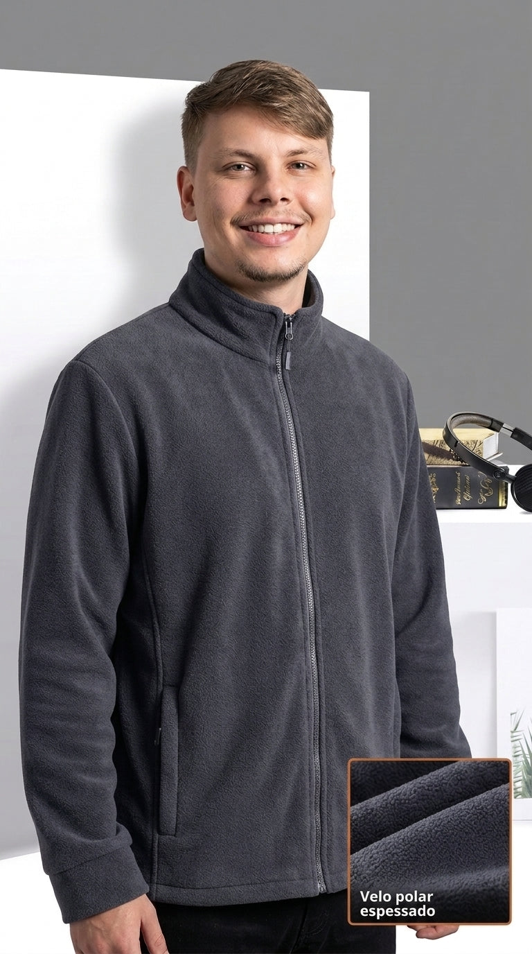 Men's Fleece High-Collar Jacket Taboga Lifestyle, front view