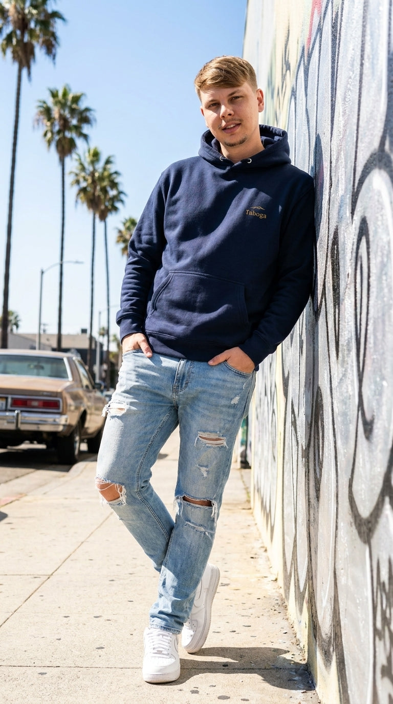 Streetwear Sweatshirt Taboga Lifestyle, back view showing logo